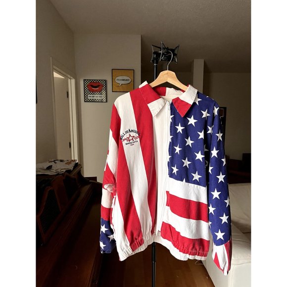 MALL OF AMERICA AMERICAN FLAG VINTAGE COACH SKATE JACKET SIZE XL 1990S Y2K MN - Picture 2 of 6